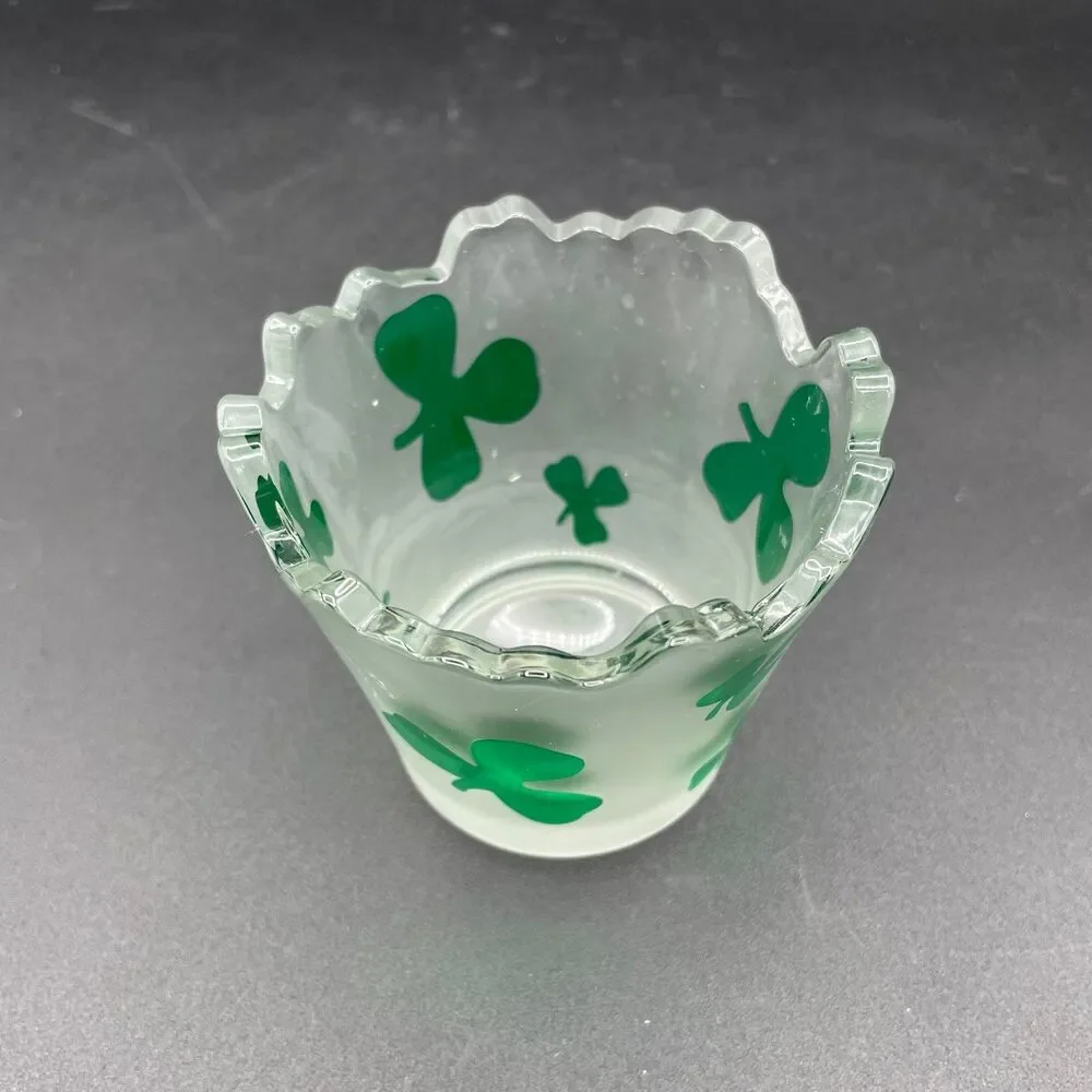 Yankee Candle Frosted Glass Shamrock Votive Holder St. Patrick's Day Decor